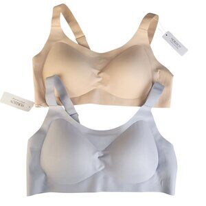 HORISUN T-Shirt Bra Women's XXXL Wireless Full Coverage Support Set-2 Beige Grey